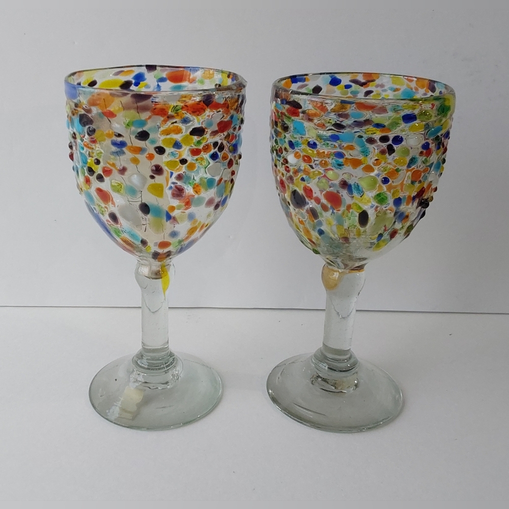 NEW Mosaic Confetti Wine Glass Set (2)